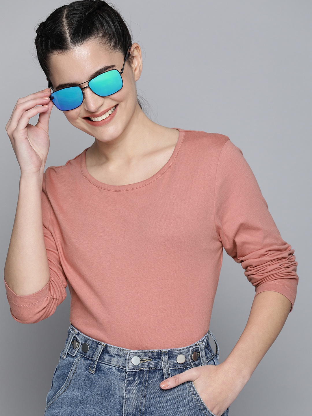 

HERE&NOW Women Pink Long Sleeves T-shirt