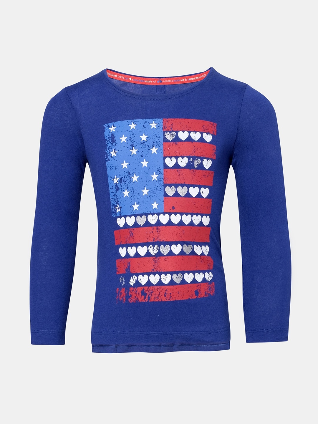 

Jockey Girls Blue & Red Pure Cotton Striped T-shirt
