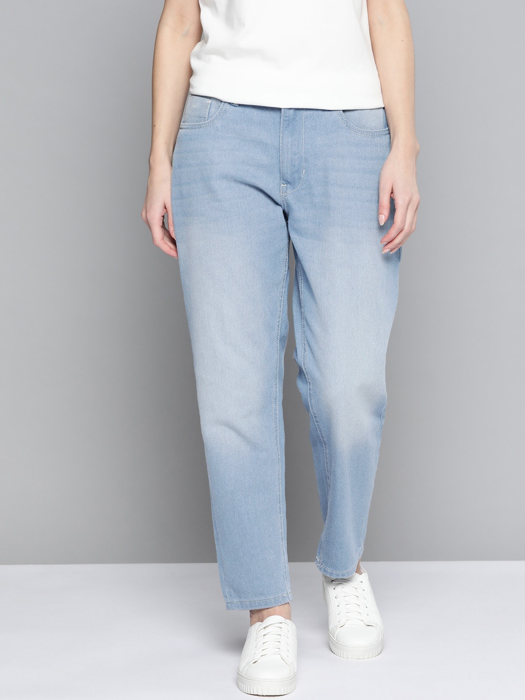 

Mast & Harbour Women Blue Boyfriend Fit Light Fade Mid-Rise Jeans