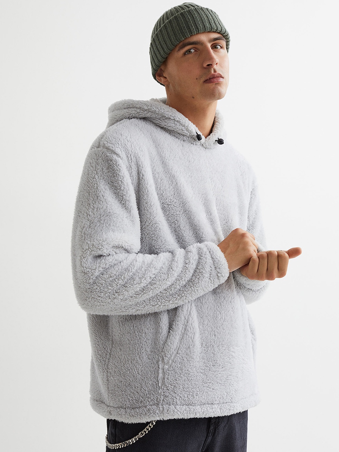 

H&M Men Grey Relaxed Fit Hooded Sweatshirt