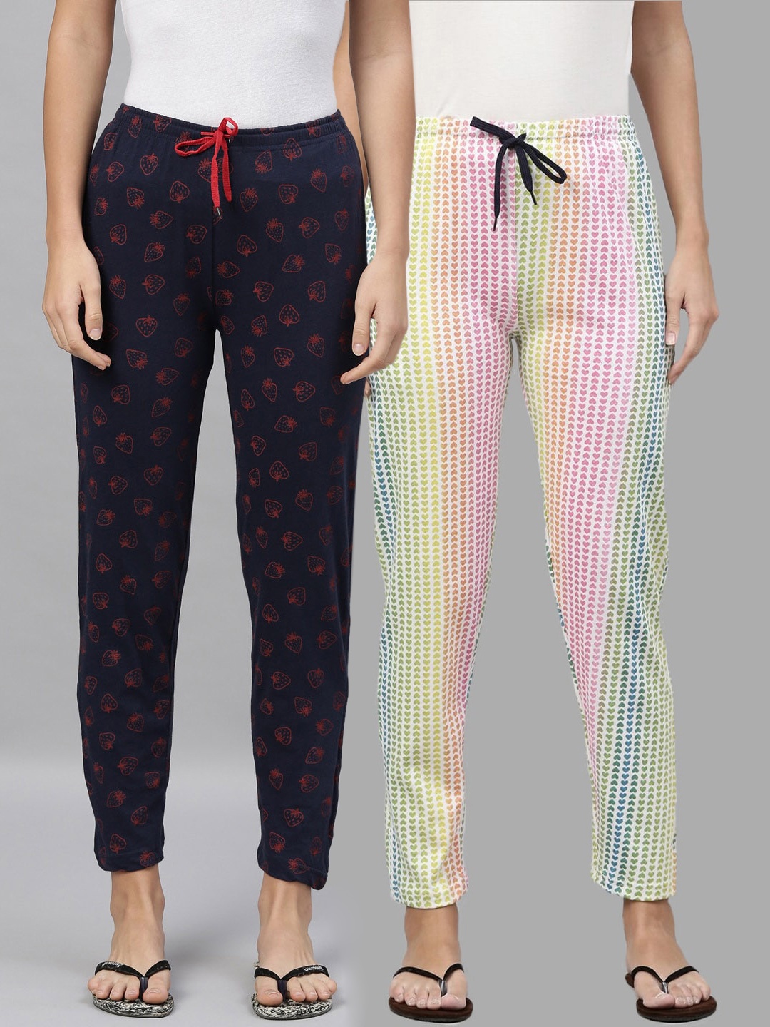 

Kryptic Women Set of 2 Multi Cotton Printed Lounge Pants