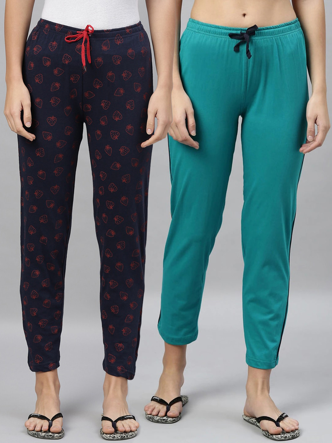 

Kryptic Woman Pack of 2 Navy & Green Lounge Pants, Navy blue