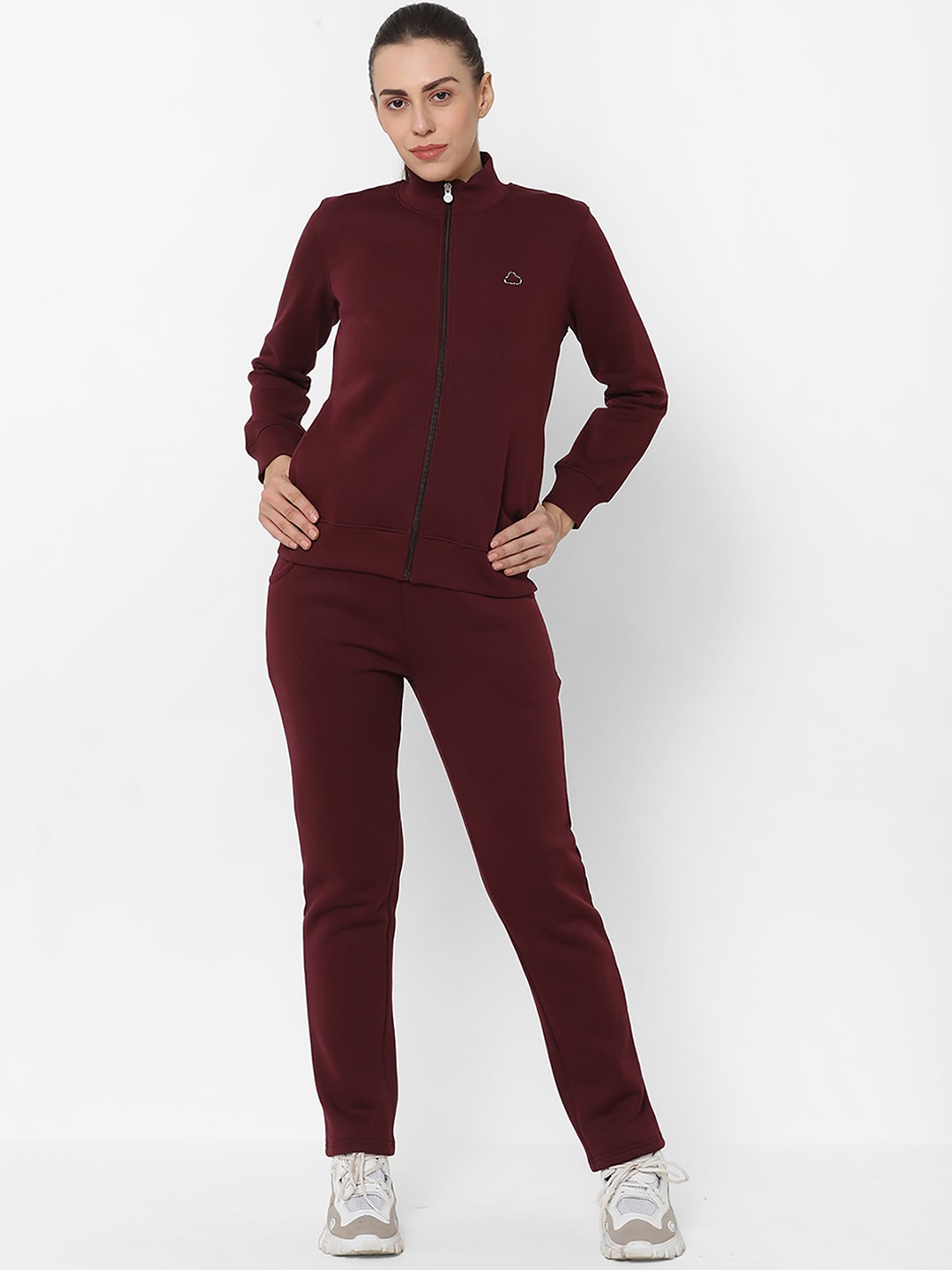 

Sweet Dreams Women Maroon Solid Cotton Tracksuit