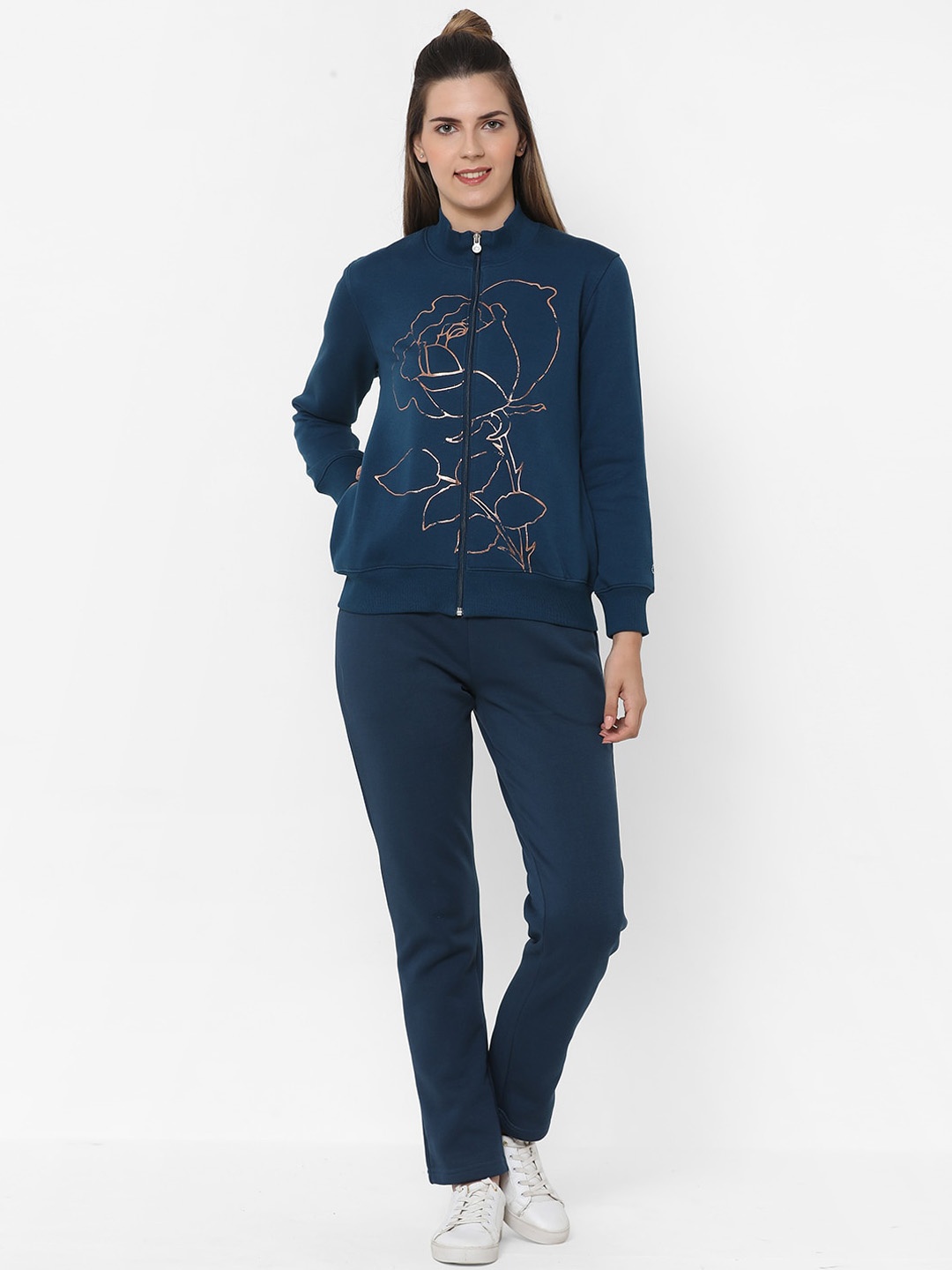 

Sweet Dreams Women Navy Blue Printed Fleece Tracksuit