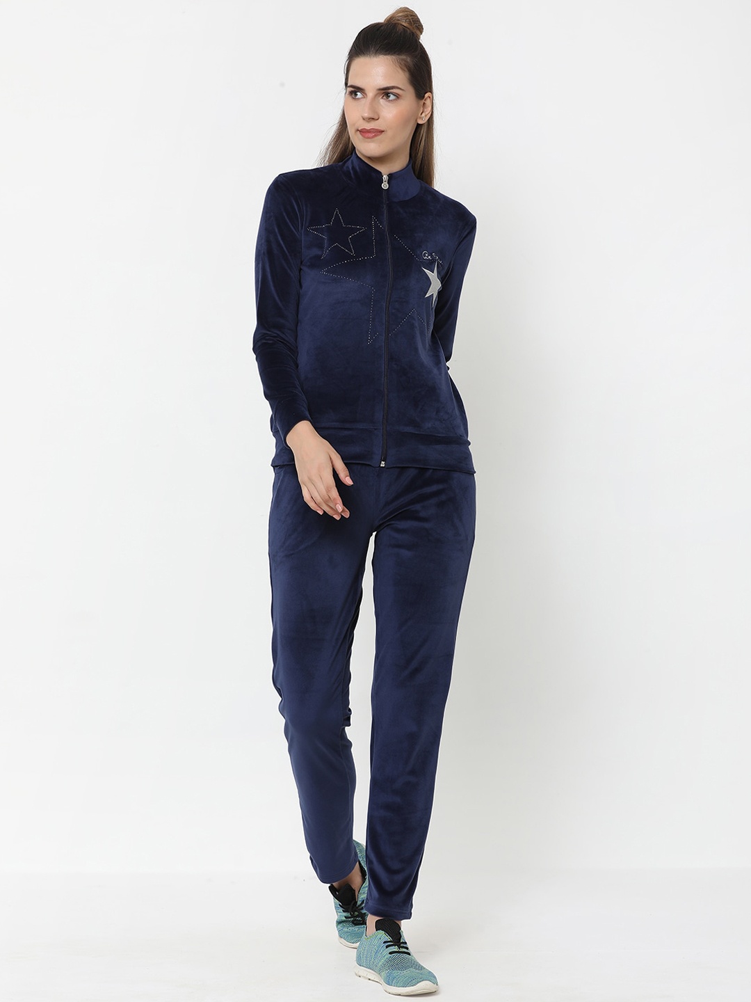 

Sweet Dreams Women Navy Blue Embellished Tracksuit