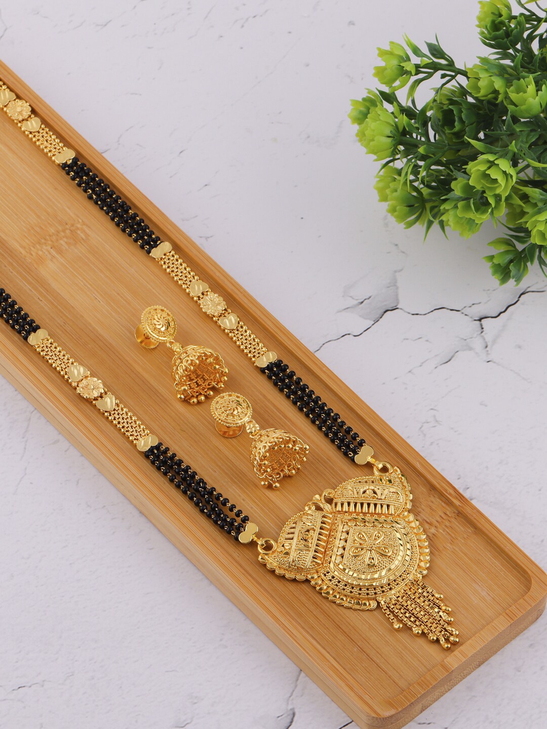 

Brandsoon Woman Multi coloured Long Mangalsutra With Earring Set