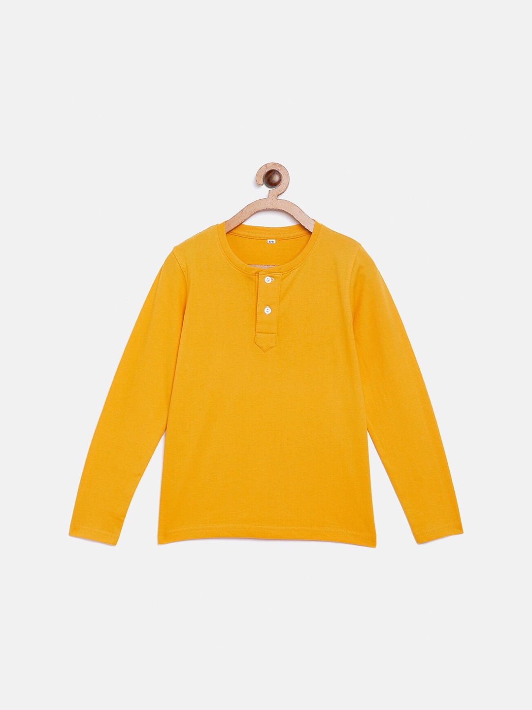 

LILCLAN - BY THE DRY STATE Boys Yellow Henley Neck Cotton T-shirt
