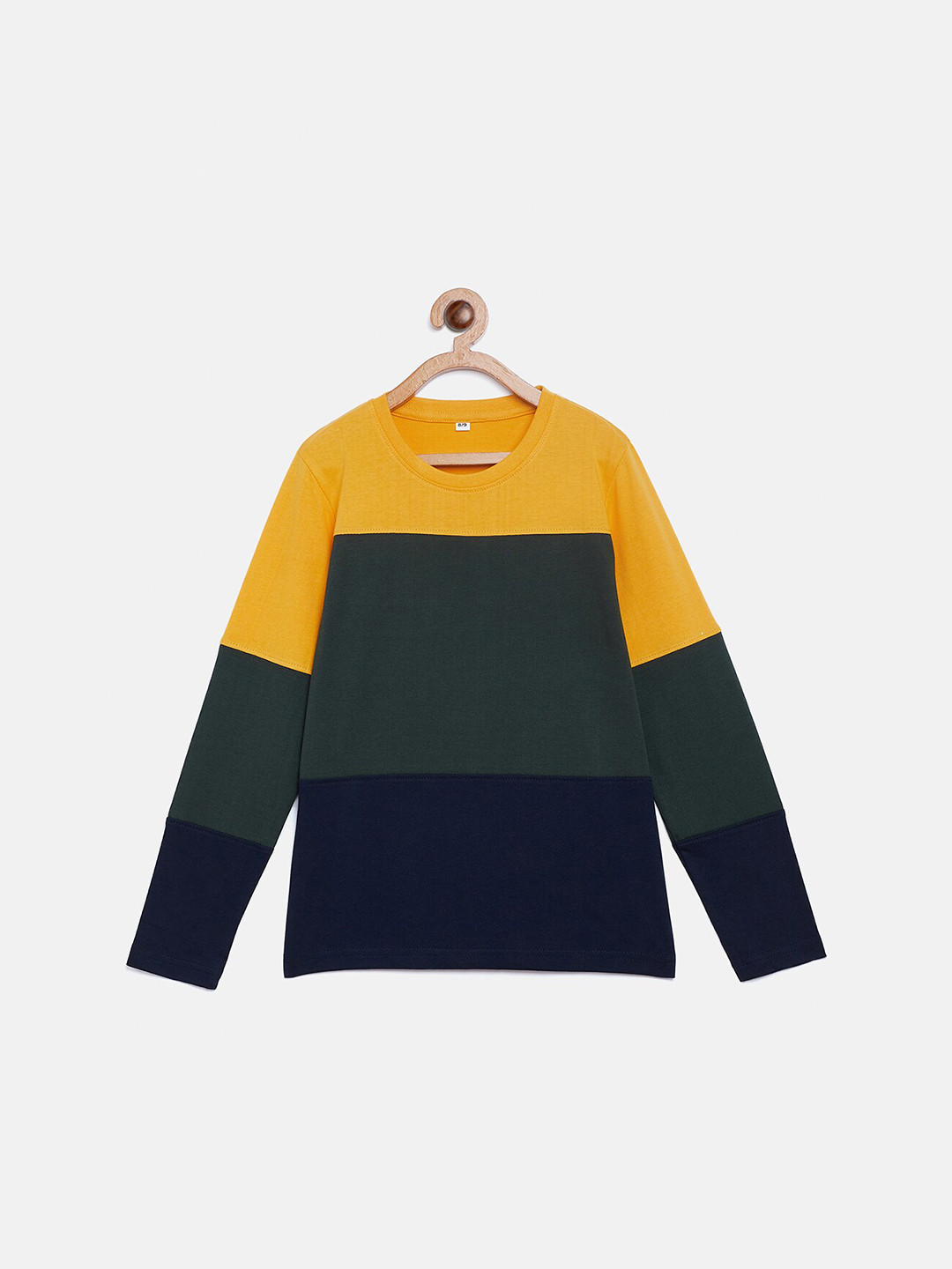 

LILCLAN - BY THE DRY STATE Boys Yellow & Blue Colourblocked Round Neck T-shirt