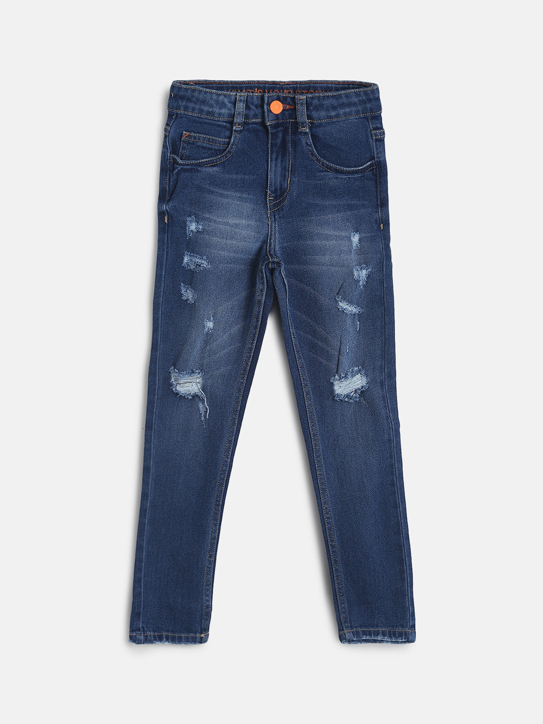 

TALES & STORIES Boys Blue Slim Fit Mildly Distressed Light Fade Stretchable Jeans