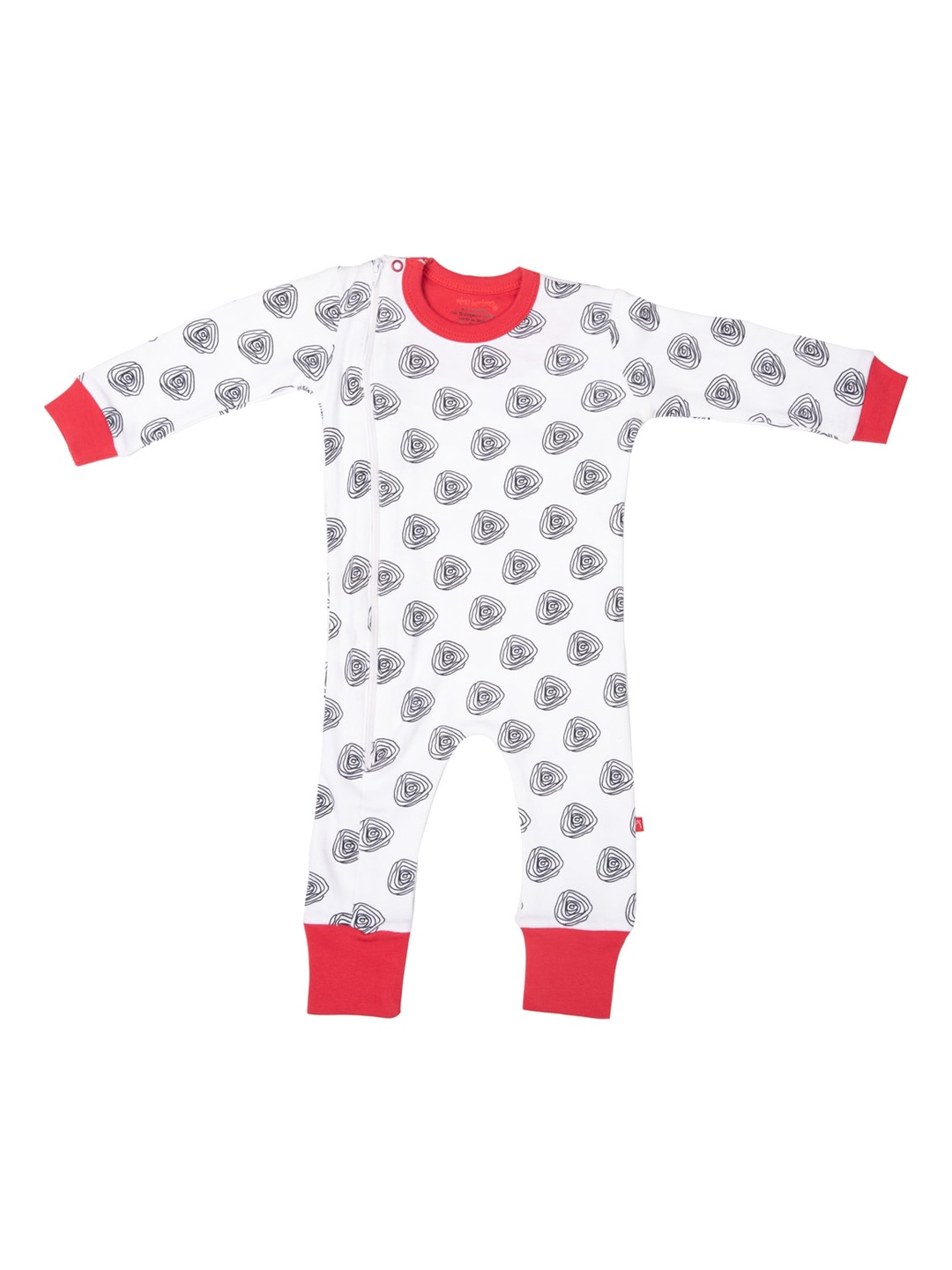 

Nino Bambino Kids White & Black Printed Organic Cotton Romper