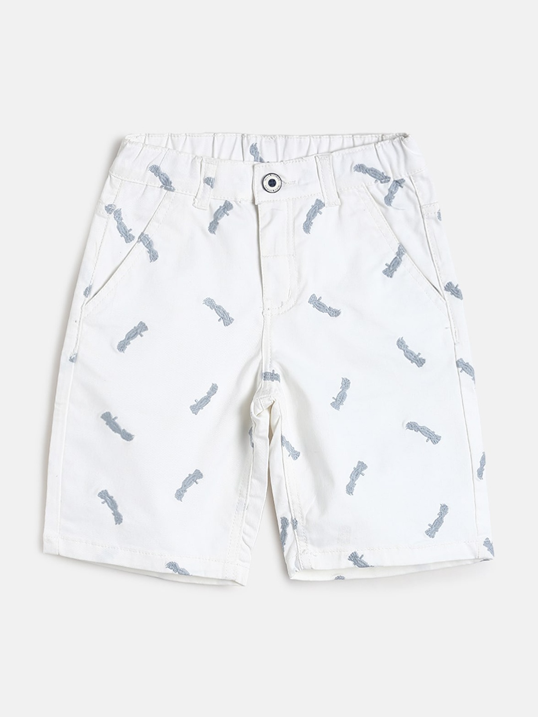 

TALES & STORIES Boys White Conversational Printed Regular Shorts