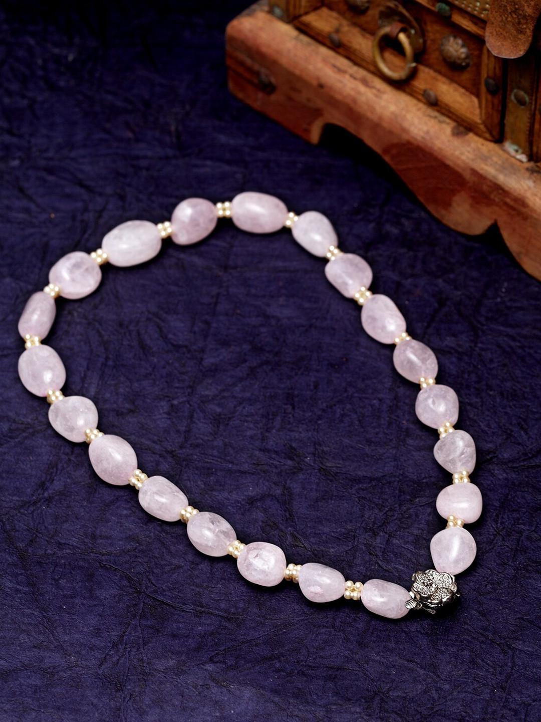 

DUGRISTYLE Pink & Silver-Toned Sterling Silver Handcrafted Necklace
