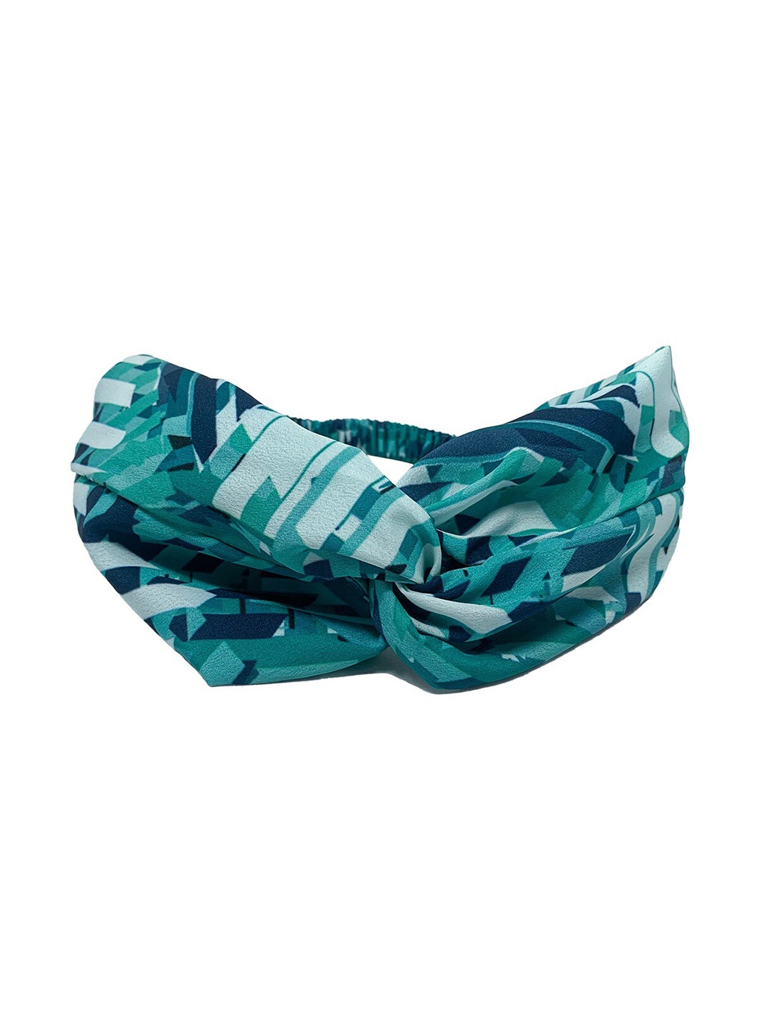 

Mint & Oak Women Green & Blue Striped Knot Hairband