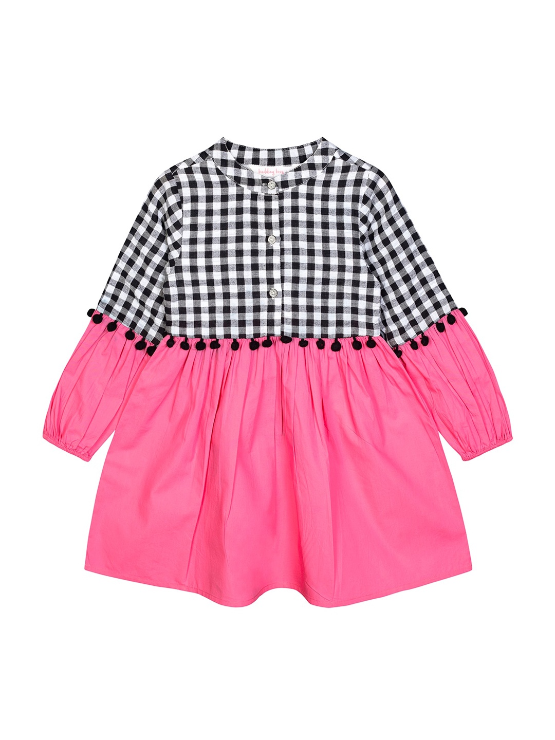 

Budding Bees Girls Pink & Black Checked Dress
