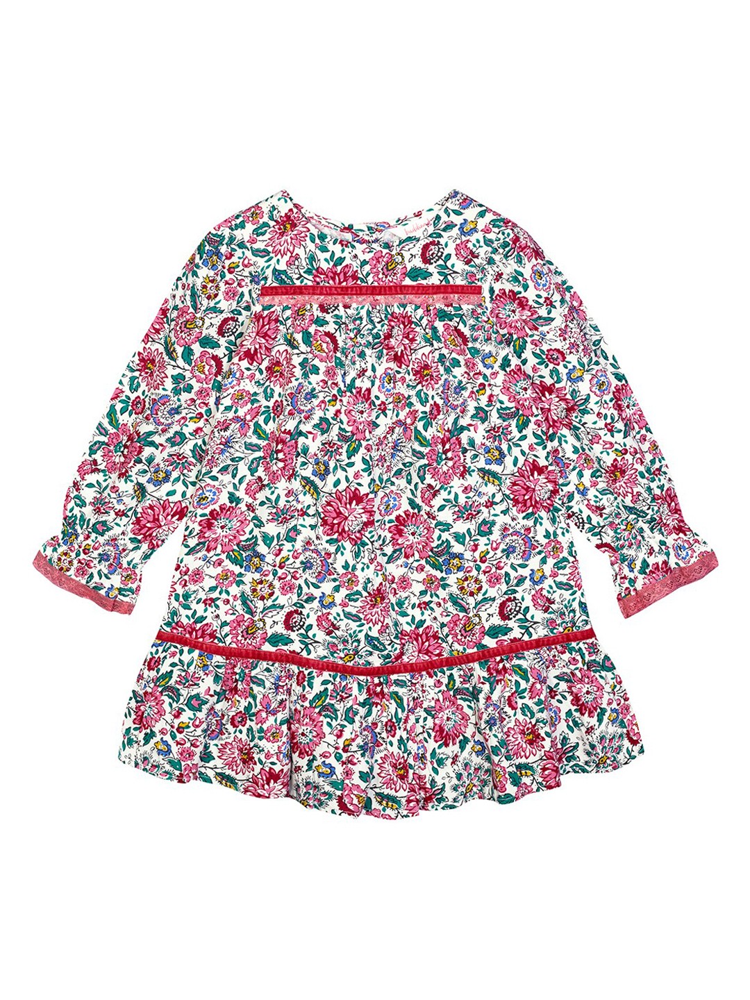 

Budding Bees Girls White & Pink Floral A-Line Dress