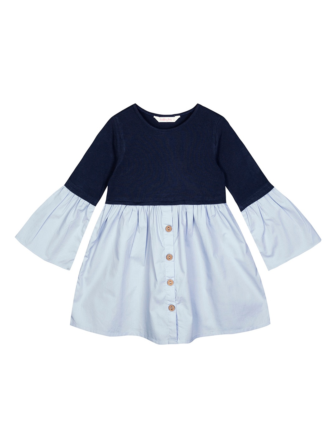 

Budding Bees Girls Blue Colourblocked Dress