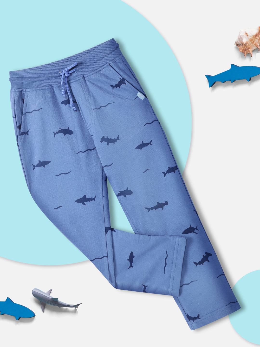 

You Got Plan B Boys Blue Printed Pure Cotton Track Pants