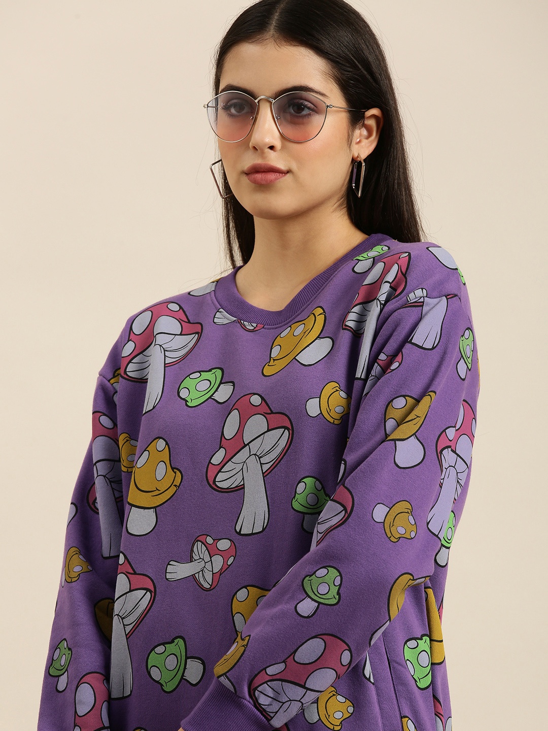 

Difference of Opinion Women Purple Printed Sweatshirt