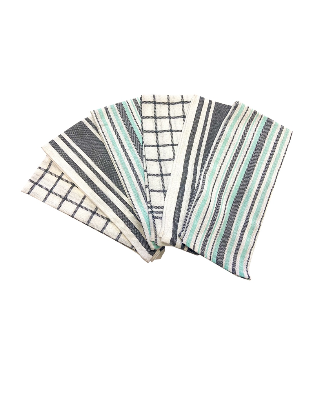 

Lushomes Grey & White Set Of 6 Pure Absorbent Cotton Kitchen Towels