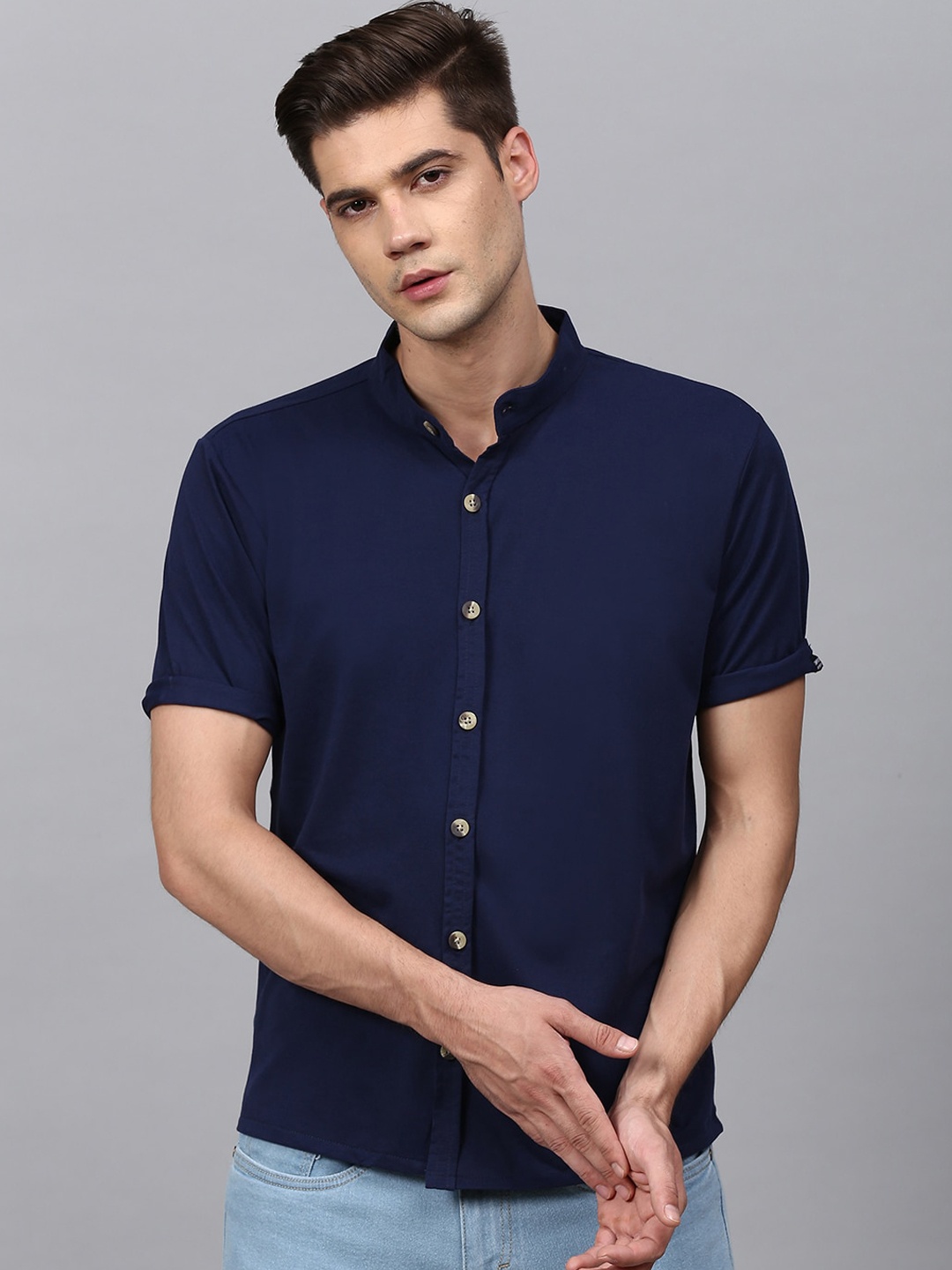 

Campus Sutra Men Navy Blue Opaque Casual Shirt