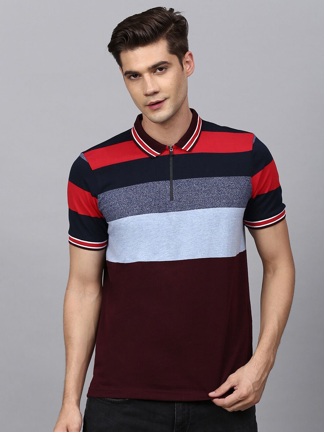 

Campus Sutra Men Multicoloured Striped T-shirt, Multi