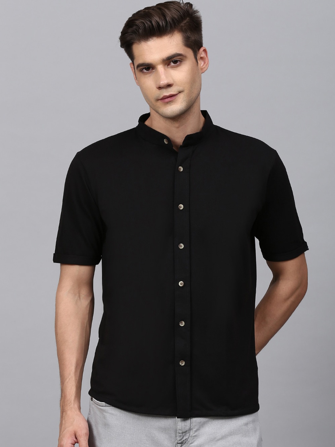 

Campus Sutra Men Black Opaque Casual Shirt