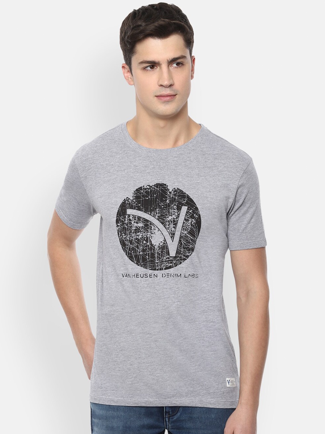 

VAN HEUSEN DENIM LABS Men Grey Printed T-shirt