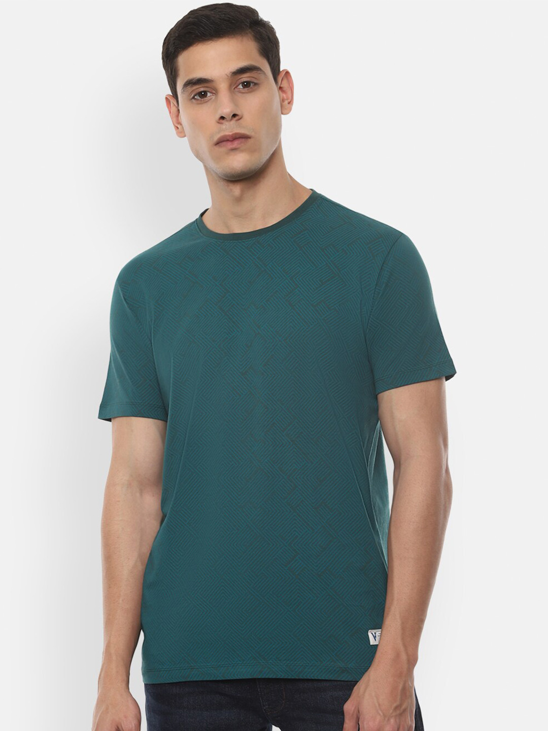 

VAN HEUSEN DENIM LABS Men Green Printed Cotton T-shirt
