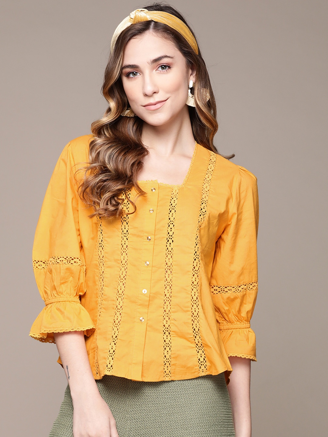 

Label Ritu Kumar Yellow Regular Top