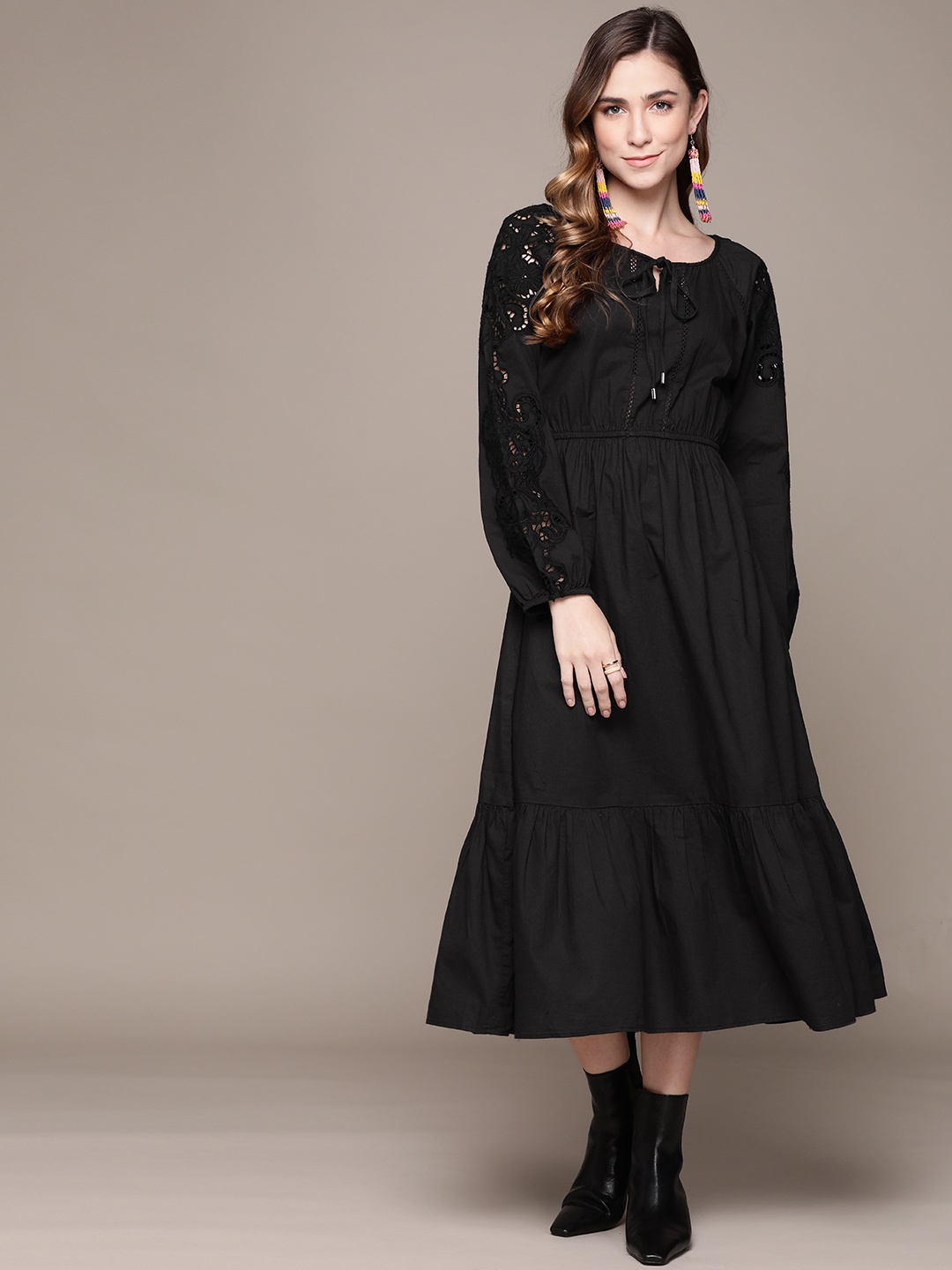 

Label Ritu Kumar Black Midi Dress
