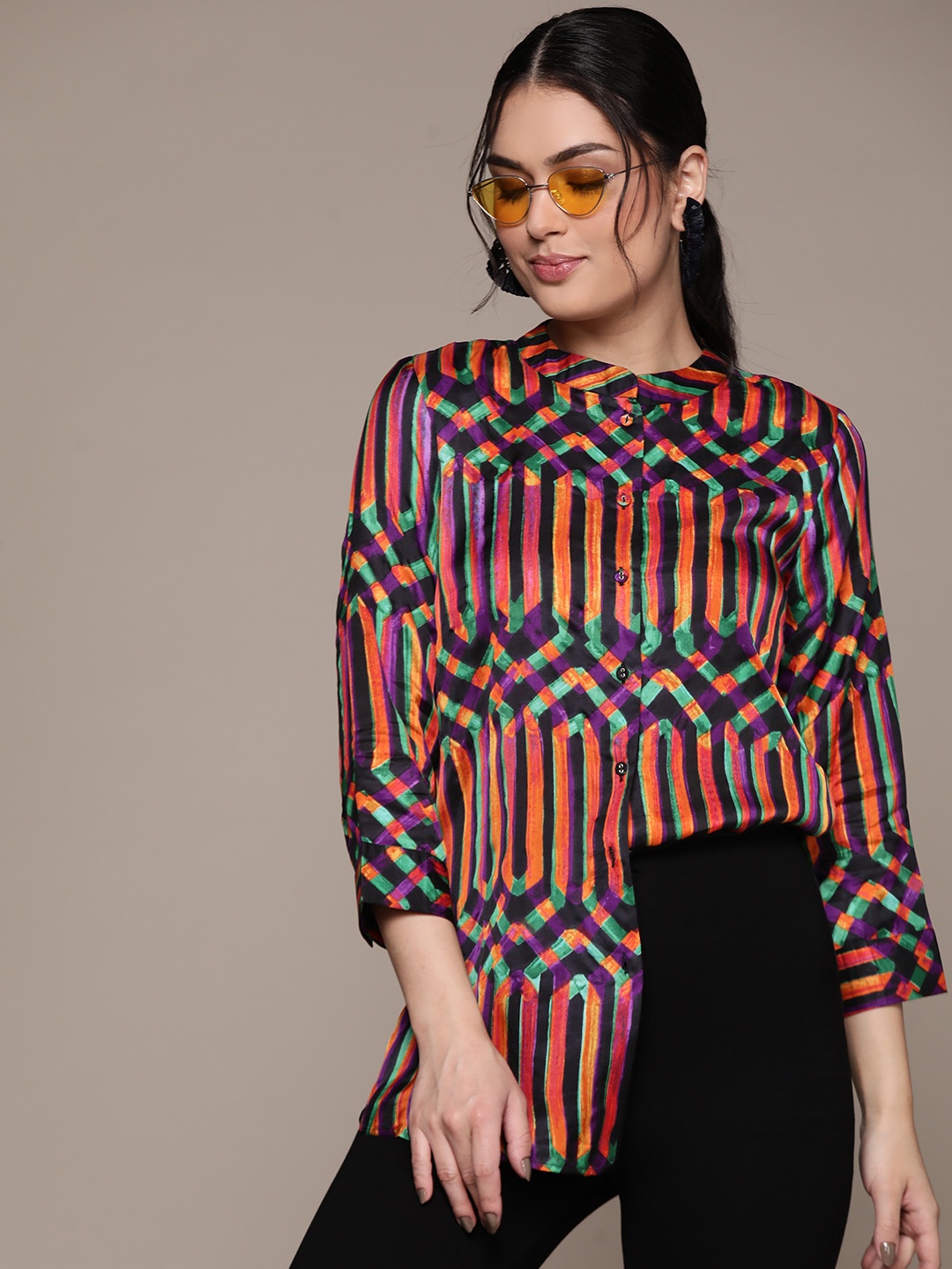 

Ritu Kumar Women Orange Opaque Printed Casual Shirt
