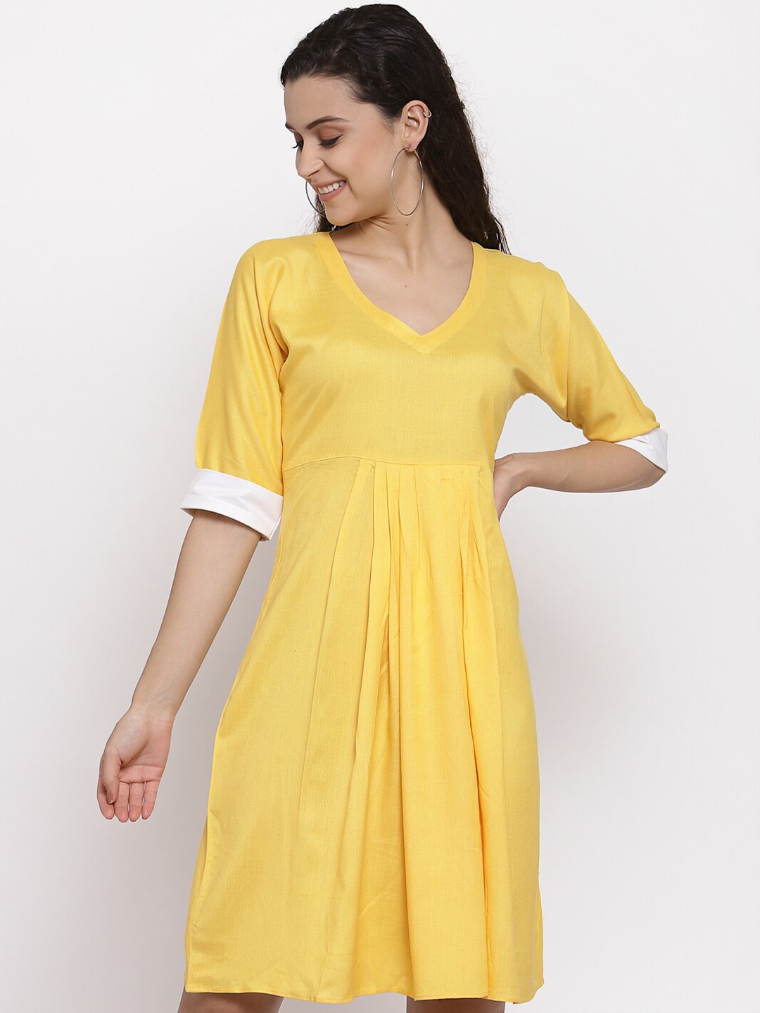 

DUGRI BE THE ONE Yellow A-Line Dress