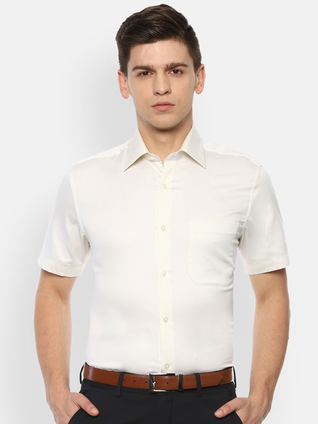

Louis Philippe Men Cream-Coloured Opaque Formal Shirt