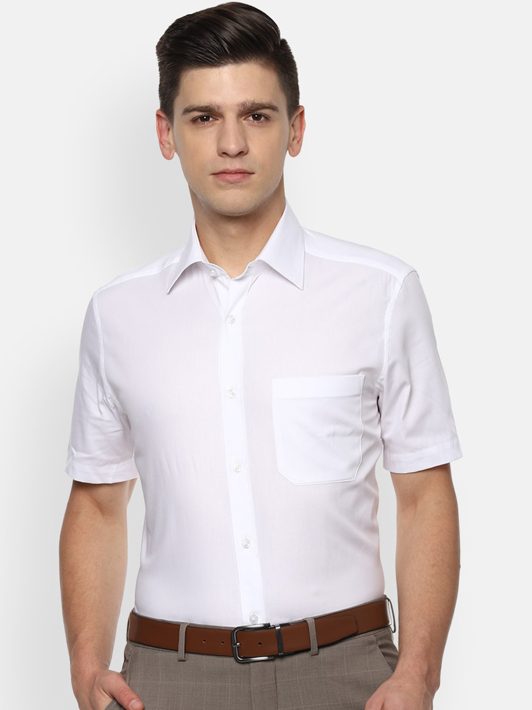 

Louis Philippe Men White Opaque Cotton Formal Shirt