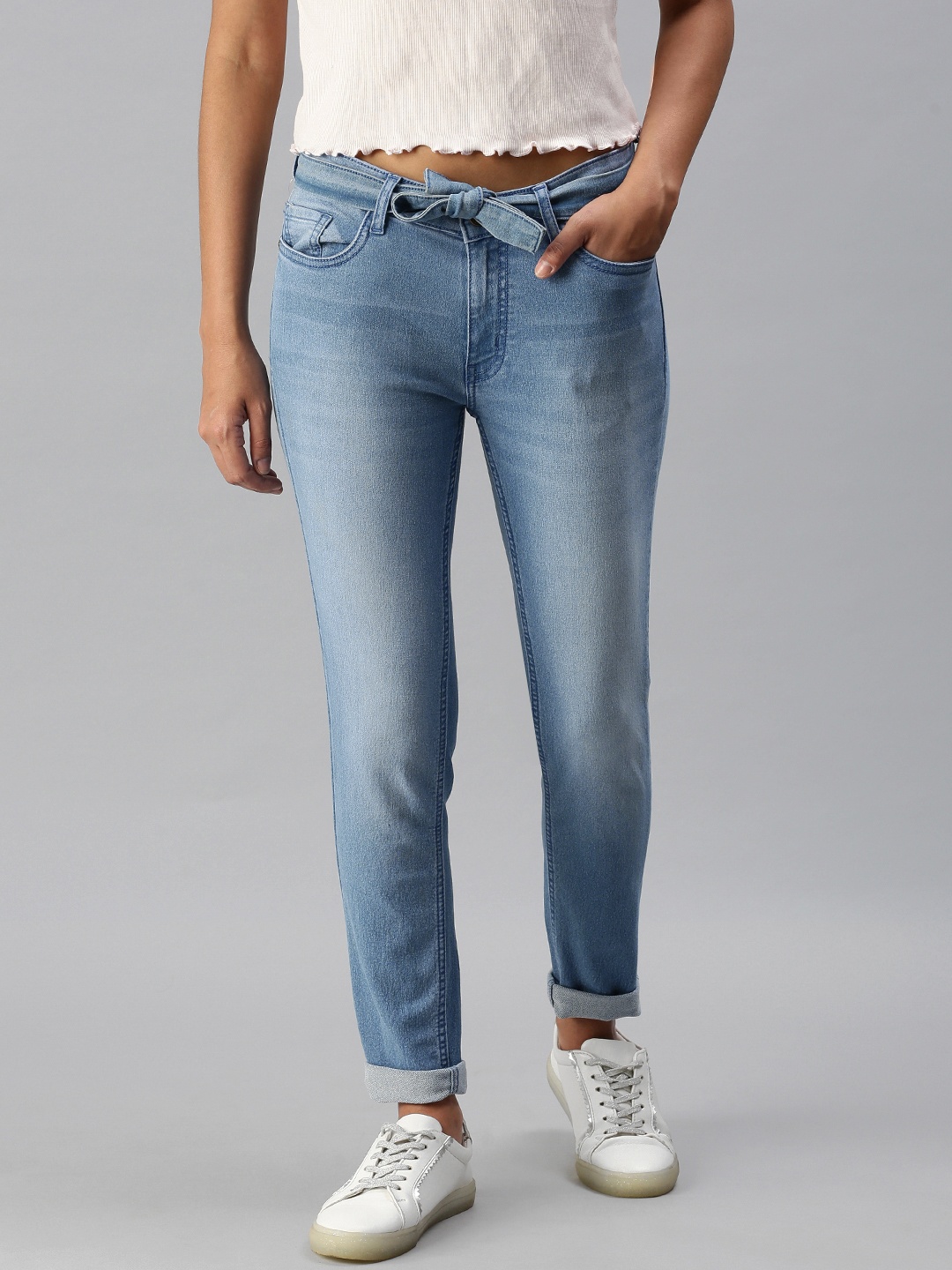 

abof Women Denim Slim Fit Heavy Fade Stretchable Jeans, Blue