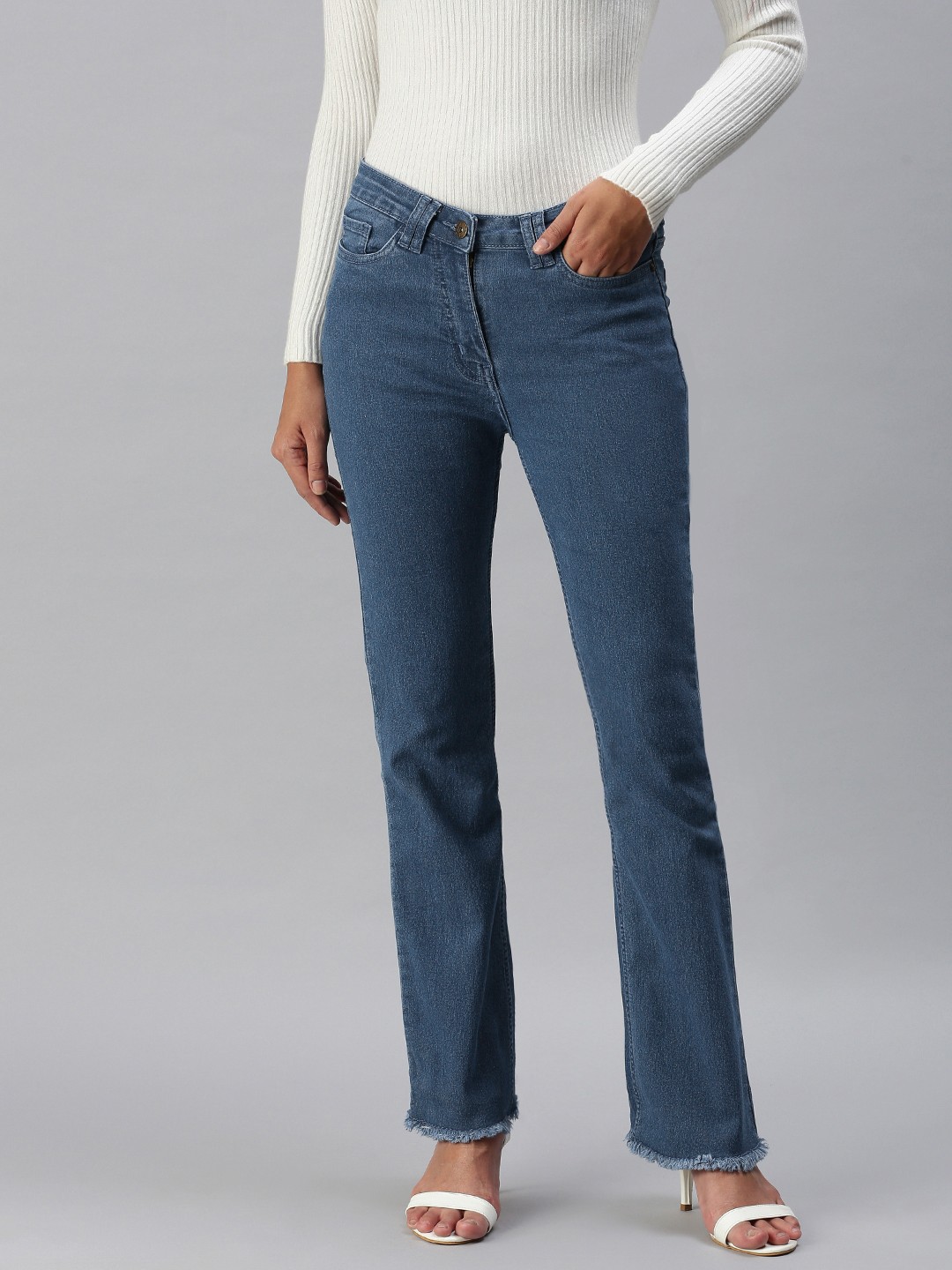 

abof Women Indigo Slim Fit Light Fade Stretchable Casual Jeans, Blue