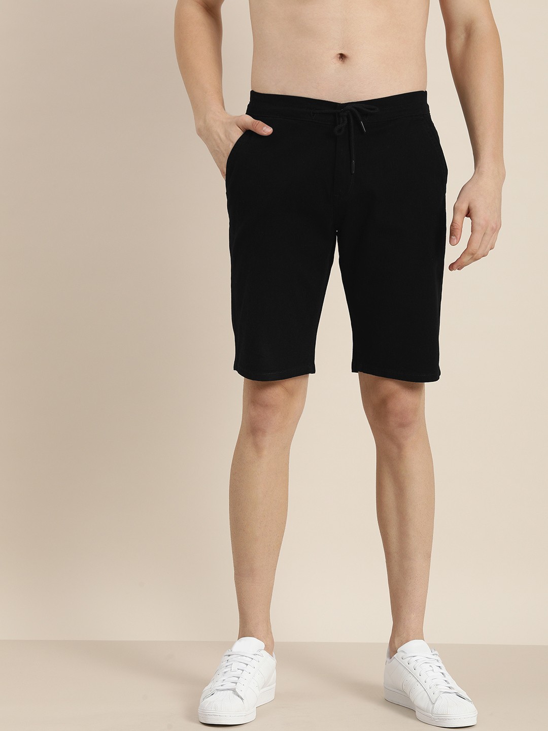 

Moda Rapido Men Black Slim Fit Denim Shorts