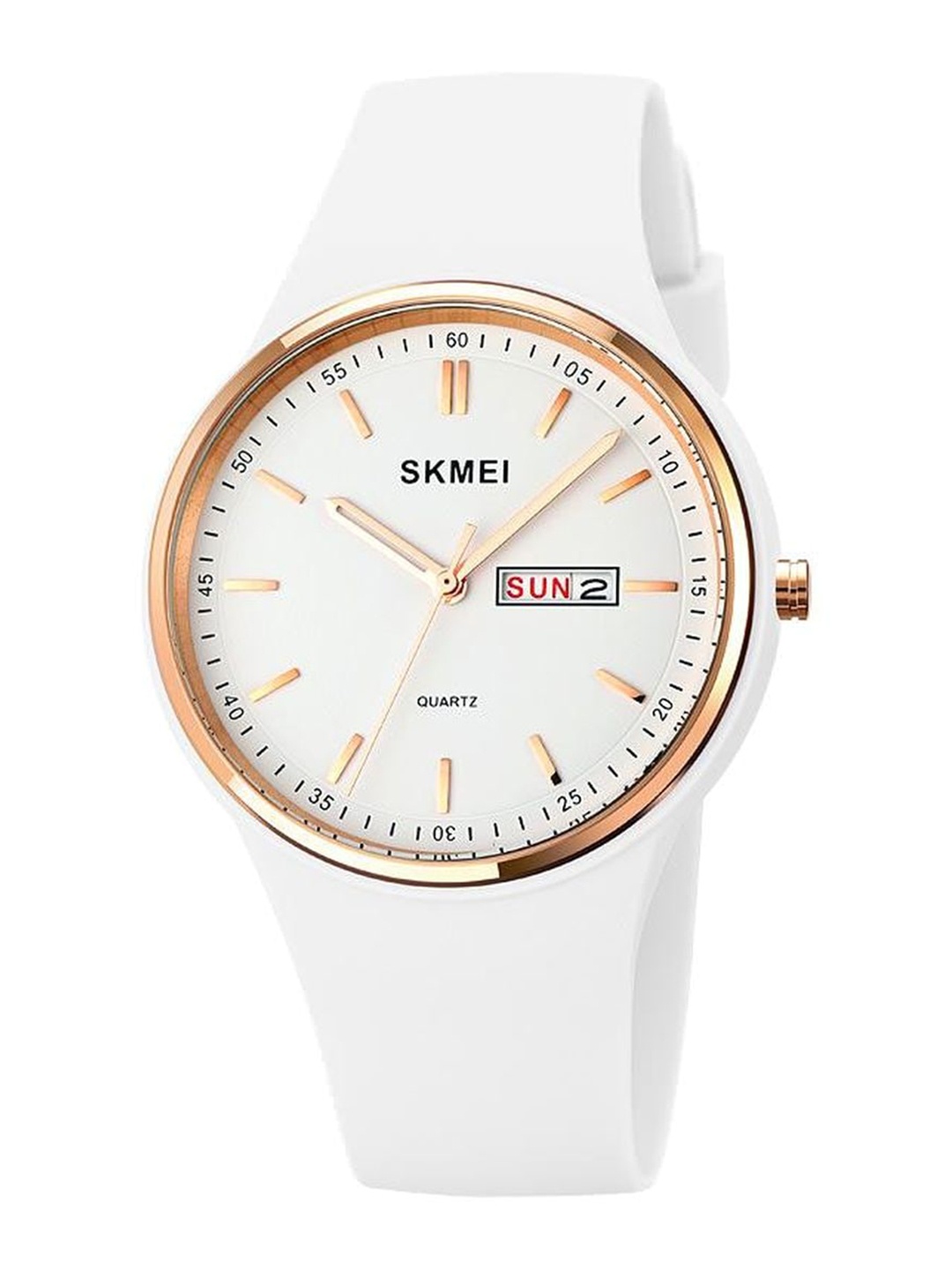 

Skmei Unisex White Dial & White Straps Analogue Watch Skmei_1747_White
