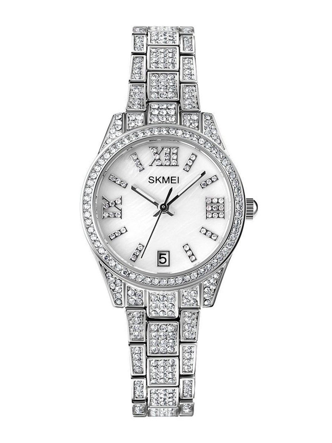 

Skmei Women White Embellished Dial & Silver Toned Straps Analogue Watch Skmei_1741_Silver