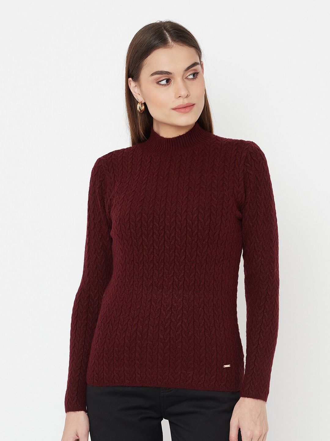 

METTLE Women Maroon Acrylic Pullover