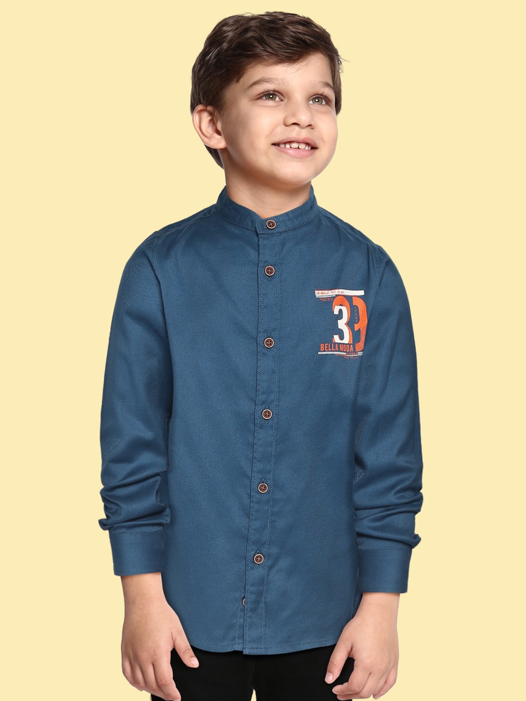 

Bella Moda Boys Blue Opaque Printed Casual Shirt