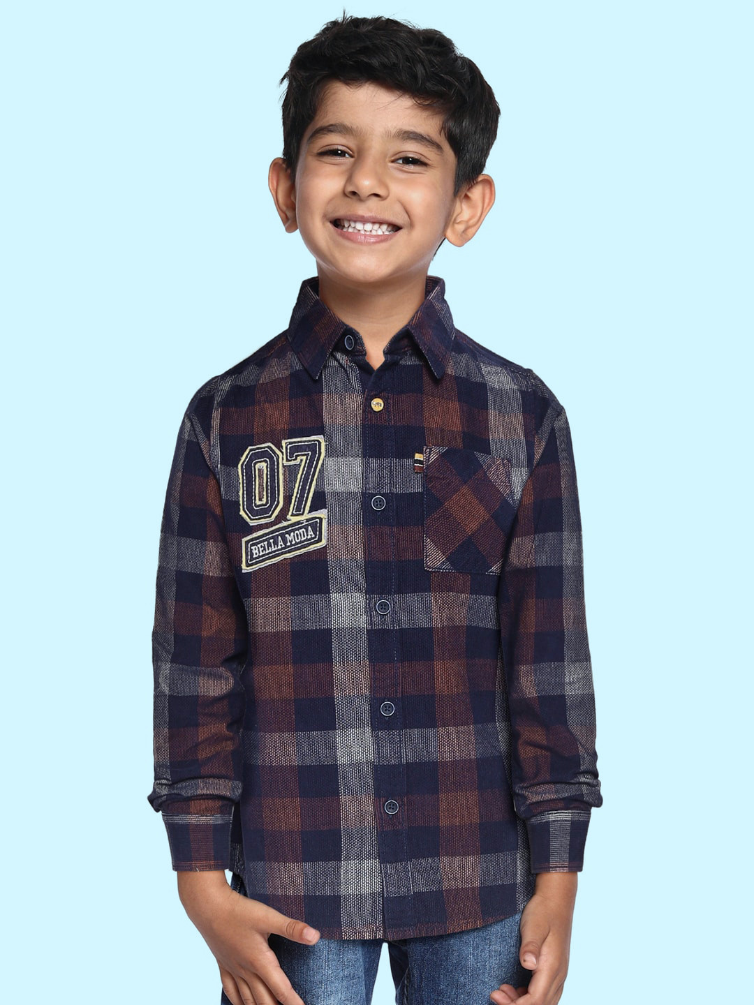 

Bella Moda Boys Multicoloured Tartan Checked Casual Shirt, Multi