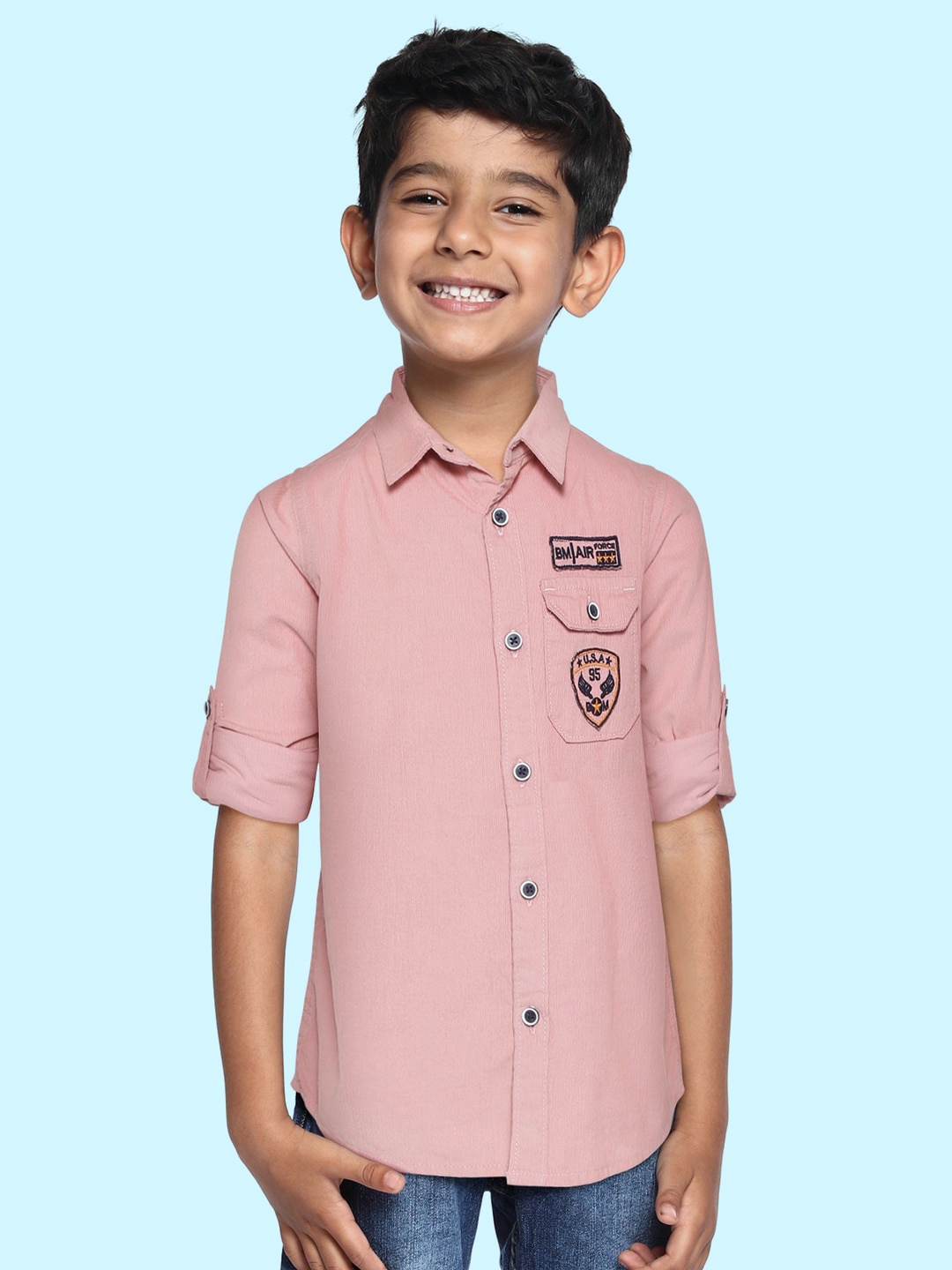 

Bella Moda Boys Pink Opaque Printed Casual Shirt