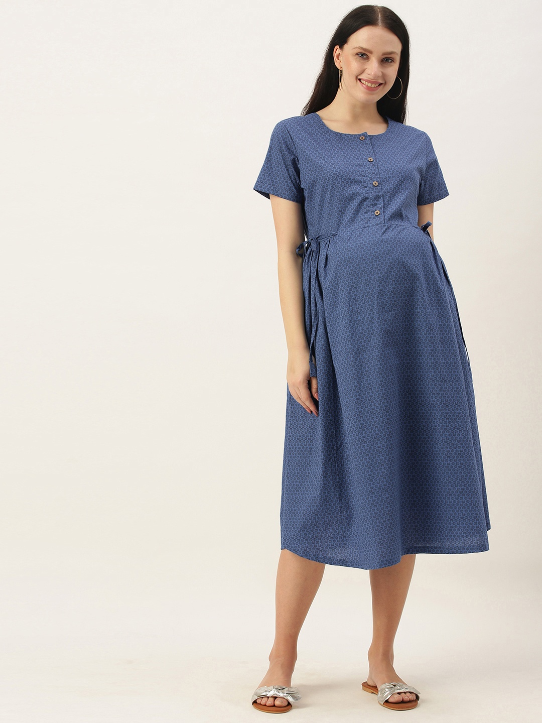

Nejo Blue Maternity A-Line Dress