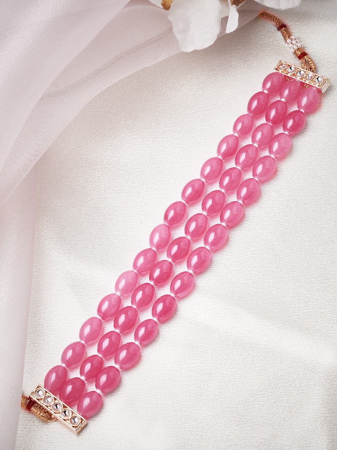 

Rubans Pink & Gold-Toned Choker Necklace