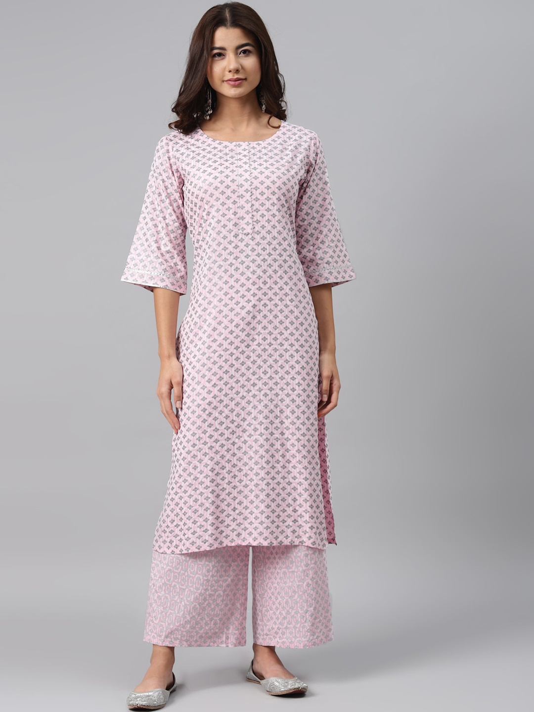 

Gerua By Libas Women Pink Grey Floral Printed Kurta
