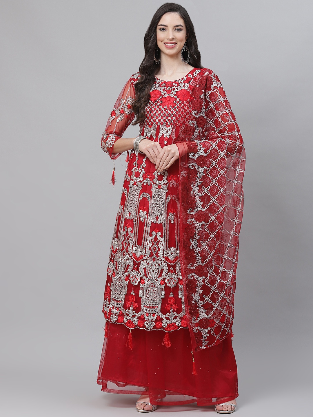 

Readiprint Fashions Red Embroidered Unstitched Dress Material