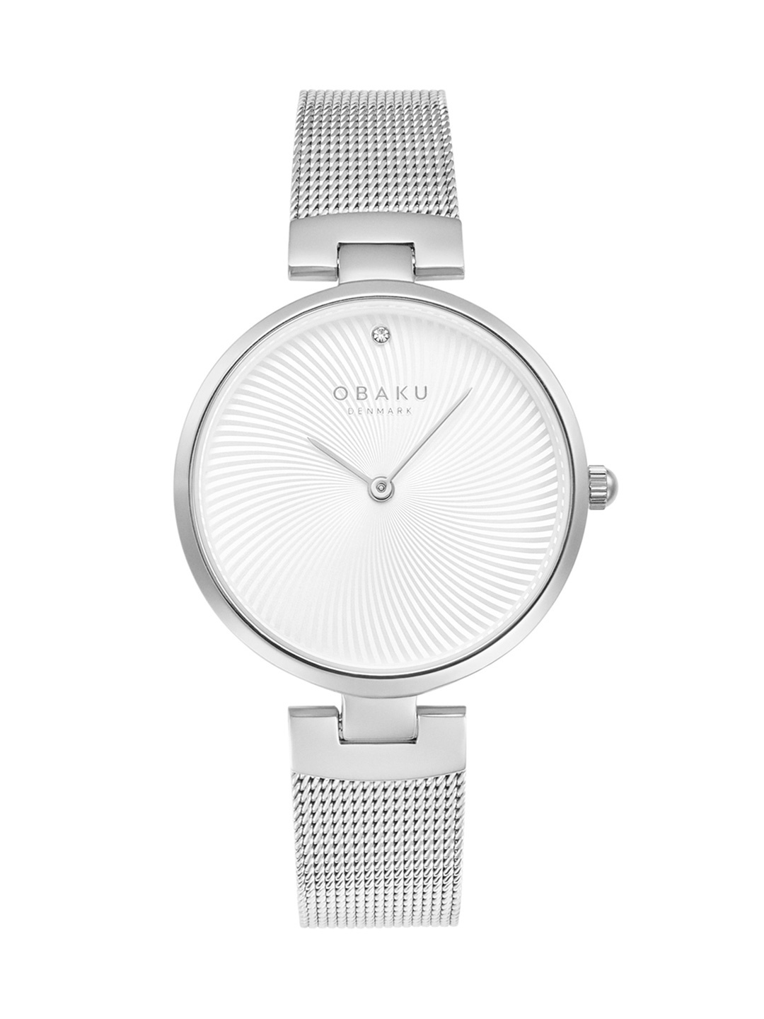 

Obaku Women White Brass Diamond Dial & Silver Toned Straps Analogue Watch V256LXCIMC