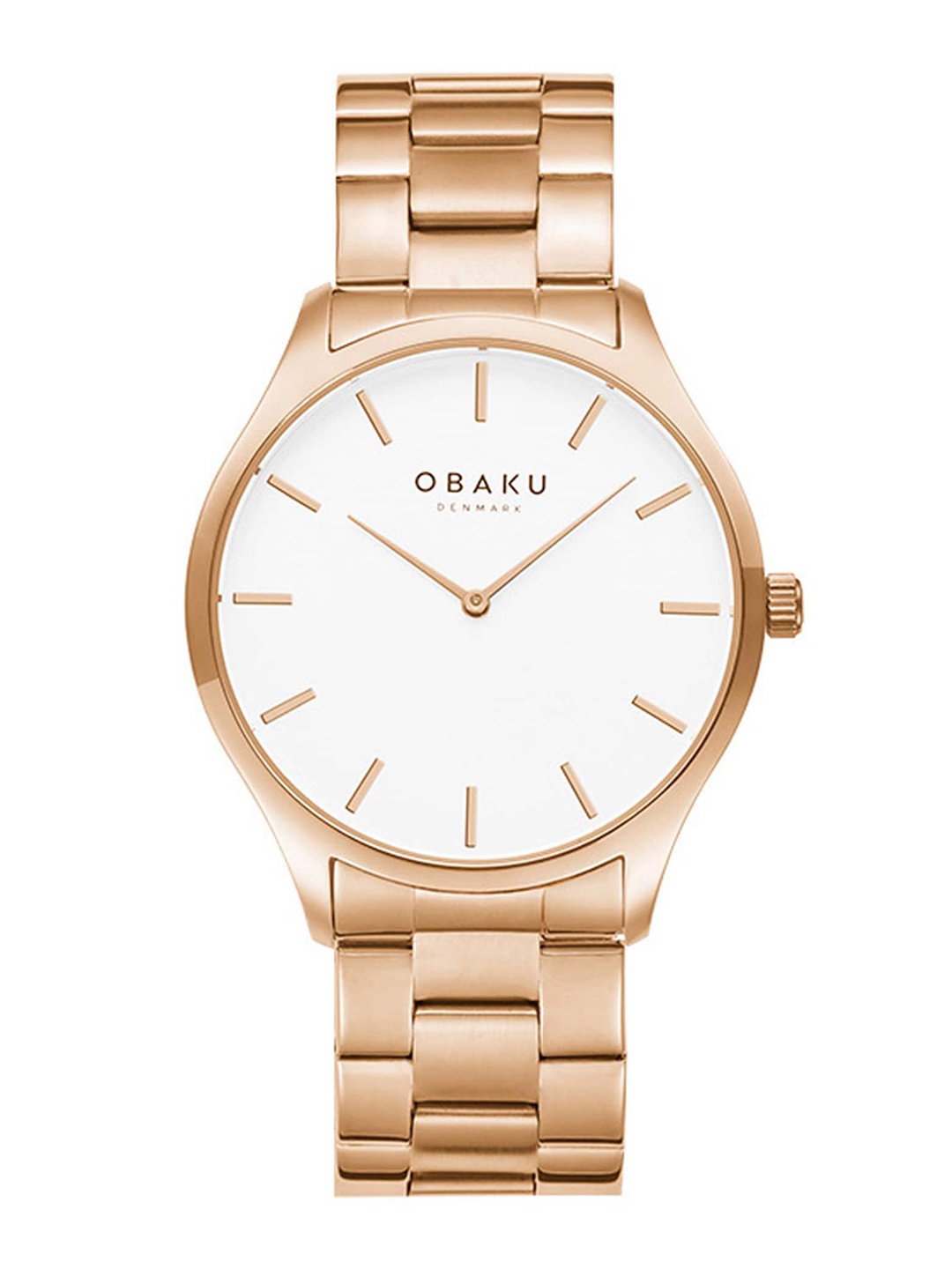 

Obaku Men White Brass Dial & Rose Gold Toned Straps Analogue Watch V260GXVISV