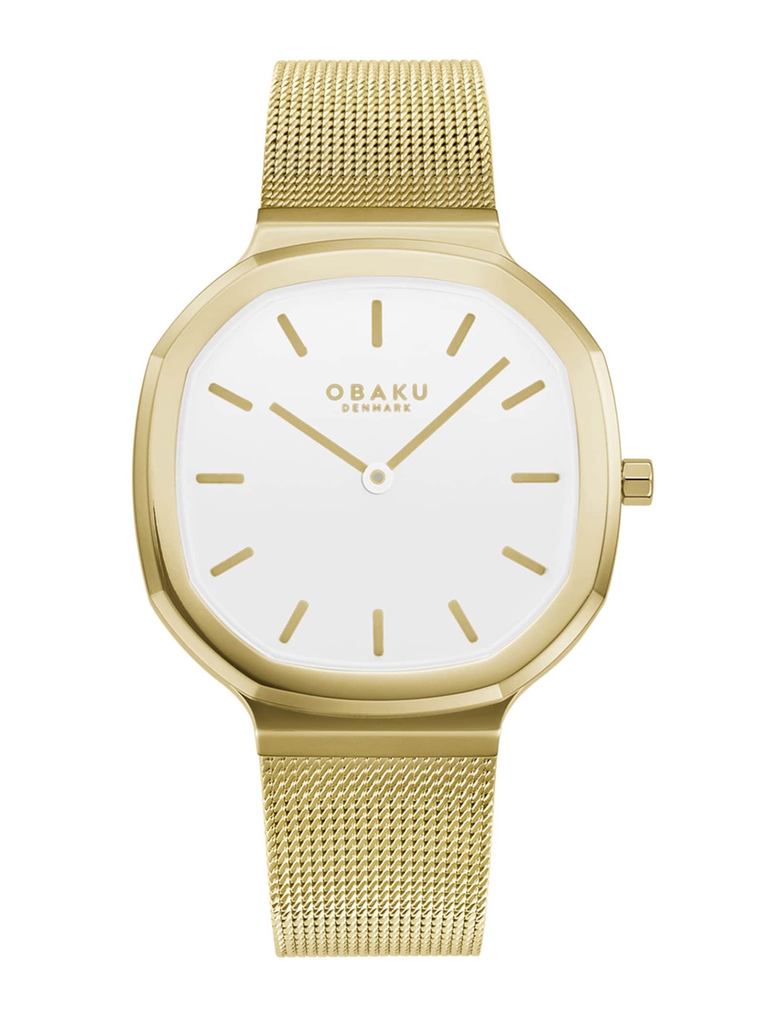 

Obaku Women White Brass Embellished Dial & Gold Toned Stainless Steel Straps Analogue Watch V253LXGWMG